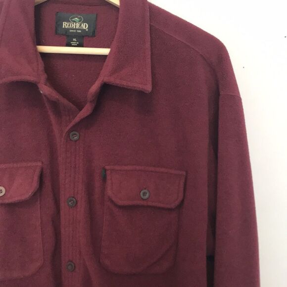 RedHead Maroon Button Down Fleece Shirt Jacket - Picture 4 of 9